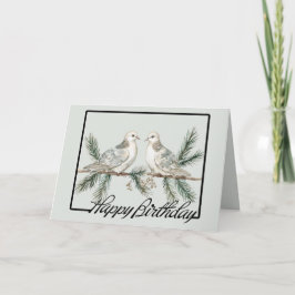 グリーン素朴誕生日鳥 カード