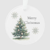 グリーン素朴金ゴールドクリームクリスマスツリースノーフレーク オーナメント (正面)