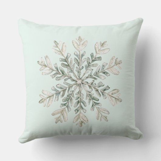 グリーン素朴金ゴールドクリームクリスマスツリースノーフレーク クッション (裏面)