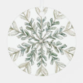 グリーン素朴金ゴールドクリームクリスマスツリースノーフレーク メタルオーナメント (裏面)