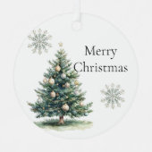 グリーン素朴金ゴールドクリームクリスマスツリースノーフレーク メタルオーナメント (正面)