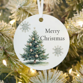 グリーン素朴金ゴールドクリームクリスマスツリースノーフレーク メタルオーナメント
