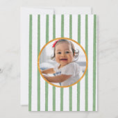 グリーン素朴金ゴールドホワイト誕生日フォトストロベリー サンキューカード (正面)