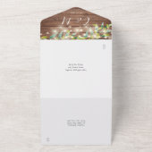 『グリーン素朴・ストリング・ライツ・メイソン・ヤ結婚ーズ』 オールインワン招待状 (外側)