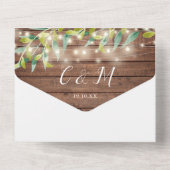 『グリーン素朴・ストリング・ライツ・メイソン・ヤ結婚ーズ』 オールインワン招待状 (裏面)