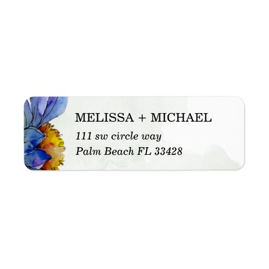 グリーン素朴&パープルデイジー差出人住所 ラベル (正面)