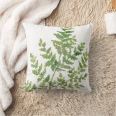 グリーン素朴&ホワイトウォーターカラーフェーンシンプル自然 クッション (ブランケット)