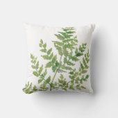 グリーン素朴&ホワイトウォーターカラーフェーンシンプル自然 クッション (正面)