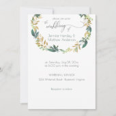 グリーン素朴&金ゴールドグリーンリース | 招待状 (正面)