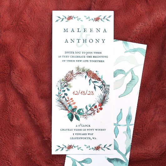 グリーン素朴&銅ウィンターウェディング招待状 招待状