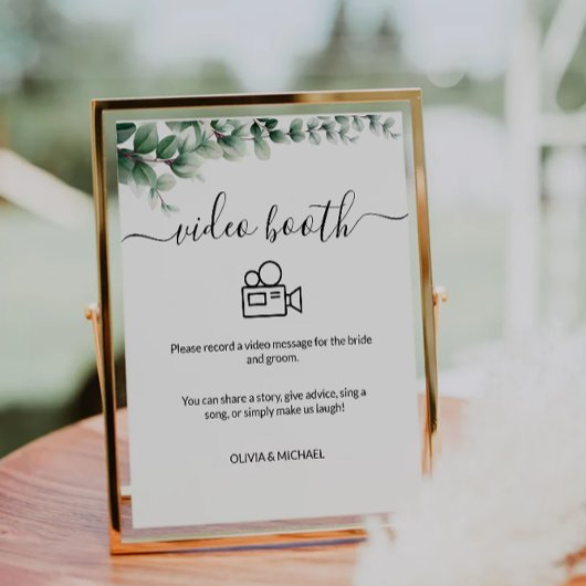 グリーン結婚のビデオブースのサインコンテンポラリー, 台座サイン