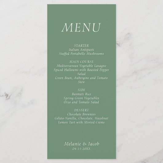 グリーン結婚のフラットメニュー メニュー (正面)