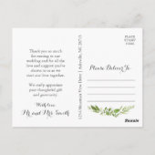 グリーン結婚のポストカードの緑に感謝素朴する ポストカード (裏面)