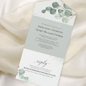 グリーン結婚のユーカリ緑エレガント草 オールインワン招待状
