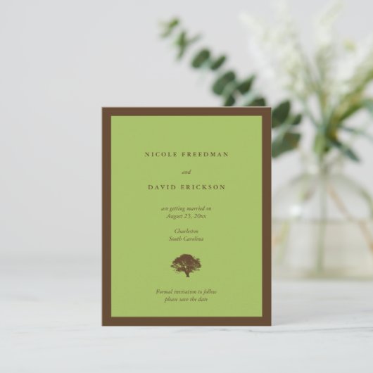 グリーン結婚の発表オークの木は日付を保存 招待状 (スタンド正面)