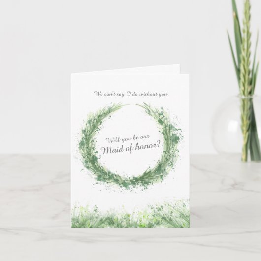 グリーン結婚アートは我々のメイド・オブ・オーナー（花嫁付き添い人）? カード (正面)