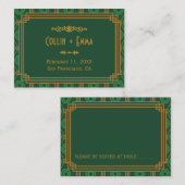 グリーン結婚アールデコ座席表 プレイスカード (正面/裏面)