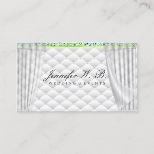 グリーン結婚イベントインテリアデコールカーテン 名刺 (正面)