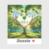 グリーン結婚カップルのモノグラムのステッカー シール (シート)