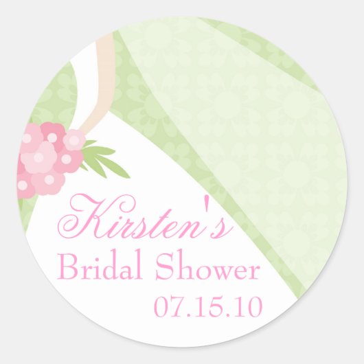 グリーン結婚ズドレスブライダルシャワー ラウンドシール (正面)