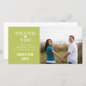 グリーン結婚ハートの写真サンキューカード サンキューカード (正面/裏面)