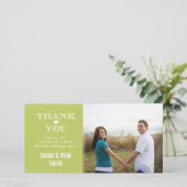 グリーン結婚ハートの写真サンキューカード サンキューカード (スタンド正面)