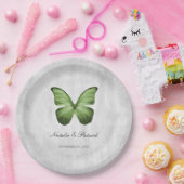 グリーン結婚バタフライ紙プレート ペーパープレート (パーティー)
