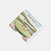 グリーン結婚パッティング付きゴルフコース スタンダードカクテルナプキン (角)