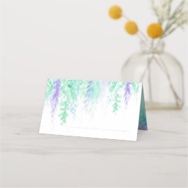 グリーン結婚パープルつる植物カスケード座席表 プレイスカード