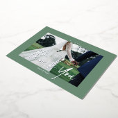 グリーン結婚フォイル実在2枚の写真サンキューカード 箔シーズンカード (回転した状態)