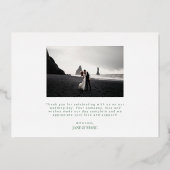 グリーン結婚フォイル実在2枚の写真サンキューカード 箔シーズンカード (裏面)