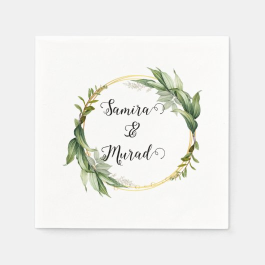 グリーン結婚フローラナプキン スタンダードカクテルナプキン (正面)