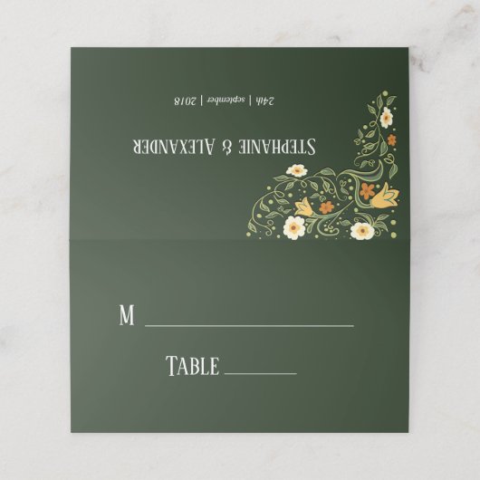 グリーン結婚フローラ プレイスカード (外部開封)
