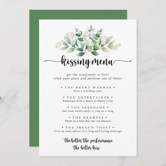 グリーン結婚ユーカリキスをするのゲームカード (正面/裏面)