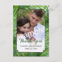 グリーン結婚リーの写真小型フラットサンキューカード