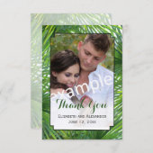グリーン結婚リーの写真小型フラットサンキューカード サンキューカード (正面/裏面)