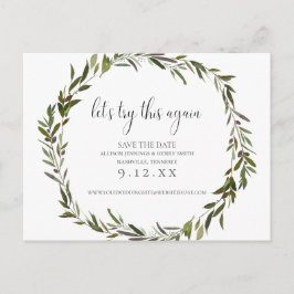 グリーン結婚リーの日付変更の発表 案内ポストカード