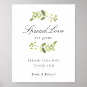 グリーン結婚リーブライダルシャワー顔マスクサイン ポスター (正面)