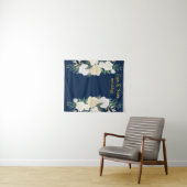 グリーン結婚リー金ゴールドネイビー写真ブース タペストリー (インサイチュ(横))