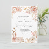 グリーン結婚リー·ピンクの水モダン色フローラ 招待状 (スタンド正面)