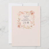 グリーン結婚リー·ピンクの水モダン色フローラ 招待状 (裏面)