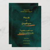 グリーン結婚式招待状アート 招待状 (正面/裏面)