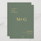 グリーン結婚式招待状アート 招待状 (正面/裏面)