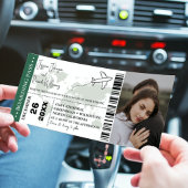 グリーン結婚式招待状搭乗パスチケット 招待状