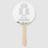 グリーン結婚式 プログラムサークルファン素朴、緑 ハンドファン (裏面)