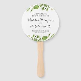 グリーン結婚式 プログラムサークルファン素朴、緑 ハンドファン