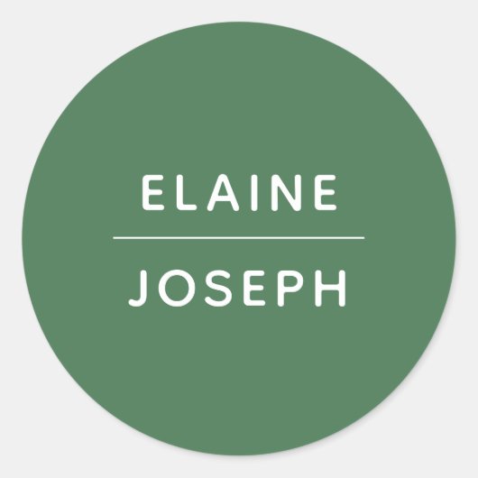 グリーン結婚無地ののクラシック丸ステッカー ラウンドシール (正面)