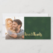 グリーン結婚金ゴールドの写真の愛と感謝していありがとう サンキューカード (正面)