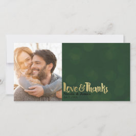 グリーン結婚金ゴールドの写真の愛と感謝していありがとう サンキューカード