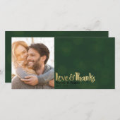 グリーン結婚金ゴールドの写真の愛と感謝していありがとう サンキューカード (正面/裏面)